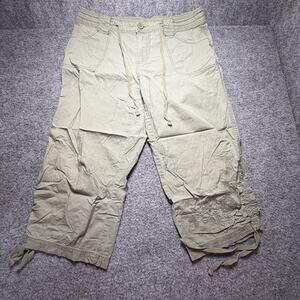 Vintage Faded Glory Embroidered Capri Style Cropped Wide Leg Cargo Pants Size 6